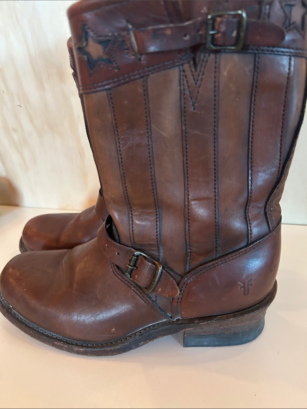 Frye Brown Leather Engineer Boots 150 year anniversary boots - Picture 4 of 6